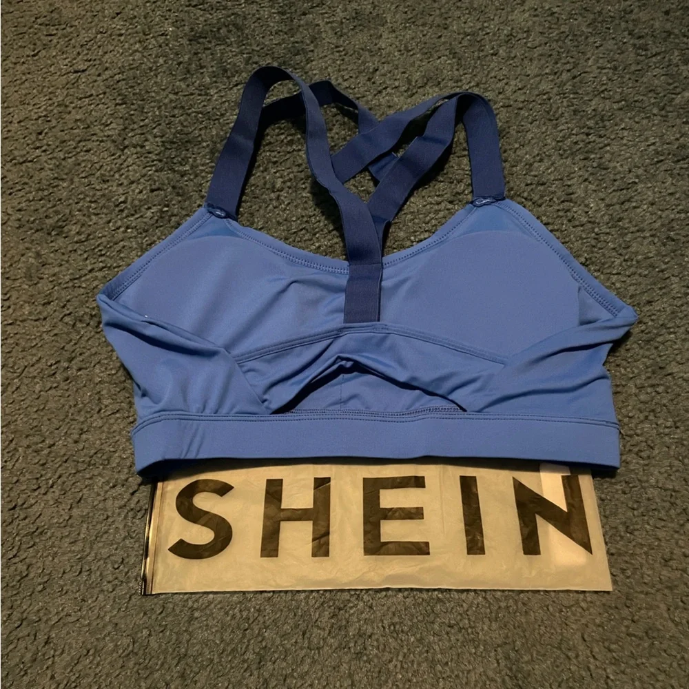 Blue Strappy Sports bra - Picture 3 of 5